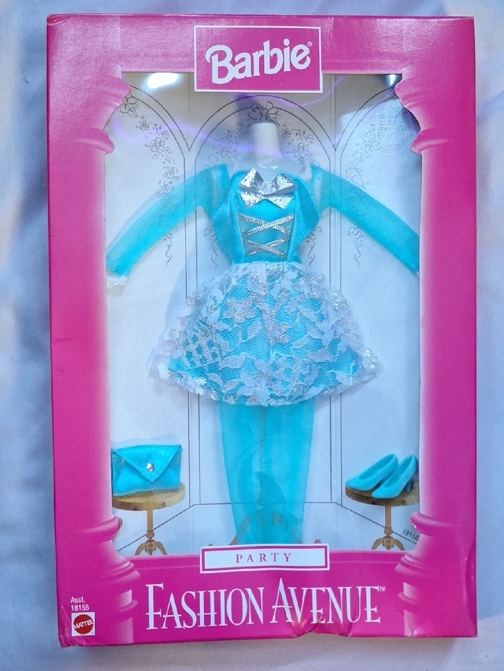 Vintage Barbie Turquoise and Silver Lace Party Outfit
